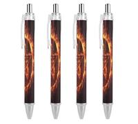 Oudrspo Penna a sfera retrattile Pentagram Flames da 0,5 mm, scrittura, inchiostro nero, accessori per prendere appunti per ufficio, 4 pezzi