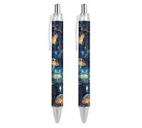 Oudrspo Penna a sfera sottile con inchiostro nero a forma di medusa colorata, retrattile, da 0,5 mm, per scrivere e firmare, per casa, scuola e ufficio, 2 pezzi