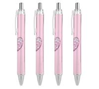 Oudrspo Penne a sfera a forma di cuore rosa, penne a sfera con inchiostro gel per scrittura liscia, retrattile, punta fine da 0,5 mm, per scuola, ufficio, motivo a forma di cuore rosa, 4 pezzi