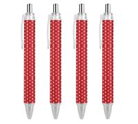 Oudrspo Penne a sfera a pois su sfondo rosso e nero, penna a sfera con inchiostro gel per scrittura liscia, retrattile, punta fine da 0,5 mm, per scuola, ufficio, motivo a pois su sfondo rosso, 2