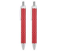 Oudrspo Penne a sfera a pois su sfondo rosso e nero, penna a sfera con inchiostro gel per scrittura liscia, retrattile, punta fine da 0,5 mm, per scuola, ufficio, motivo a pois su sfondo rosso, 2