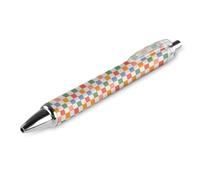 Oudrspo Penne a sfera colorate a scacchi, in stile retrò, con inchiostro gel, punta fine da 0,5 mm, per scuola, ufficio, retrò, motivo a scacchi, 2 pezzi