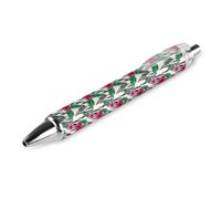 Oudrspo Penne a sfera nere con foglie floreali e orchidee, penna a sfera a inchiostro gel con scrittura scorrevole, punta fine 0,5 mm, per scuola, ufficio, orchidee, motivo foglie floreali, 2 pezzi