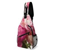 Oudrspo Peony Flowers Blossoms Sling Bag for Men Women Crossbody Backpack Peony Flowers Blossoms Crossbody Bag Chest Bags for Travel Sport