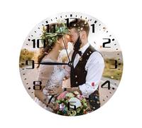 Oudrspo Personalised Photo Clock, Personalized Round Clock with Photo Text, Custom Wall Clock Gift for Mother Father Family Christmas Wedding Valentine's Day Birthday Anniversary