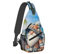 Oudrspo Piccola borsa a tracolla blu da spiaggia con gnomo per uomo e donna, borsa a tracolla leggera, zaino antifurto con tracolla regolabile per sport all'aria aperta, escursionismo e viaggi.