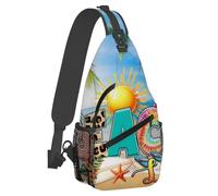 Oudrspo Piccola borsa a tracolla estiva blu da spiaggia per uomo e donna, leggera, a tracolla, antifurto, con tracolla regolabile, ideale per sport all'aria aperta, escursionismo e viaggi.