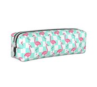 Oudrspo Pink Flamingo Animal Pencil Pouch Round Pen Case Portable Pencil Bag Organizer in pelle con cerniera Cosmetic Pouch Bag