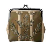 Oudrspo Portafoglio antico in pelle stampata e romana con chiusura a bacio per donna - Portamonete compatto e sicuro, nero