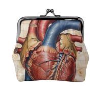 Oudrspo Portafoglio con chiusura a bacio in pelle stampata con grafico del cuore dell'anatomia umana per donna - Portamonete compatto e sicuro