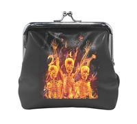 Oudrspo Portafoglio da donna in pelle con 2 portamonete, con chiusura a scatto, porta carte, portachiavi, porta monete, piccolo portamonete con fibbia, simbolo del trifoglio, cuore e rombo.