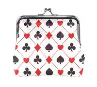 Oudrspo Portafoglio da donna in pelle con 3 portamonete, con chiusura a scatto, porta carte, portachiavi, porta monete, piccolo portamonete con fibbia, simbolo del trifoglio, cuore e rombo.