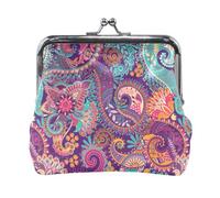 Oudrspo Portafoglio da donna in pelle con 4 portamonete, con chiusura a scatto, porta carte, portachiavi, porta monete, piccolo con fibbia, stampa, forbici da parrucchiere, senza cuciture, nero.