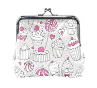 Oudrspo Portafoglio da donna in pelle con portamonete, porta carte, portachiavi, porta monete, con chiusura a scatto, piccolo portamonete con fibbia, simbolo del trifoglio, cuore e rombo.