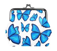 Oudrspo Portafoglio da donna Multi-1 Blue Butterfly, piccolo portafoglio compatto vintage, portamonete da donna con cerniera e chiusura a bacio