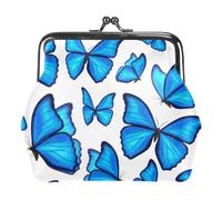 Oudrspo Portafoglio da donna Multi-8 Blue Butterfly, piccolo portafoglio compatto vintage, portamonete da donna con cerniera e chiusura a bacio