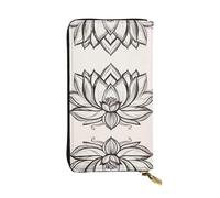 Oudrspo Portafoglio in pelle 7,48 x 4,13 pollici - Portafoglio elegante e resistente per donna con più scomparti e design con cerniera Stampe di fiori di loto Namaste