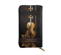 Oudrspo Portafoglio in pelle 7,48 x 4,13 pollici - Portafoglio elegante e resistente per donna con scomparti multipli e design con cerniera Lussuosi toni oro, stampa a farfalla e violoncello