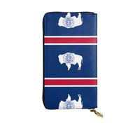 Oudrspo Portafoglio in pelle - Portafoglio elegante e funzionale per donna con più scomparti e design con cerniera, stampe della bandiera dello stato del Wyoming, nero, taglia unica