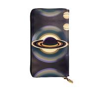 Oudrspo Portafoglio in pelle - Portafoglio elegante e funzionale per donna con più scomparti e design con cerniera, bellissime stampe di Saturno, nero, taglia unica