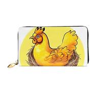 Oudrspo Portafoglio lungo con cerniera da donna Bird'S Nest Golden Chicken, 7,48x4,13 pollici, dotato di scomparti per carte di credito all'interno, leggero e resistente.