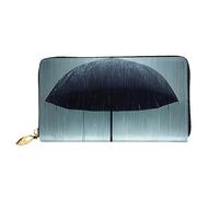 Oudrspo Portafoglio lungo con cerniera da donna Black Umbrella In The Rain, 7,48x4,13 pollici, dotato di scomparti per carte di credito all'interno, leggero e resistente.