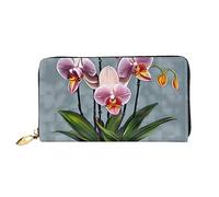 Oudrspo Portafoglio lungo con cerniera da donna Blooming Orchids, 7,48x4,13 pollici, dotato di scomparti per carte di credito all'interno, leggero e resistente.
