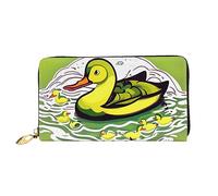 Oudrspo Portafoglio lungo con cerniera da donna Duck Flock Game, 7,48x4,13 pollici, dotato di scomparti per carte di credito all'interno, leggero e resistente.