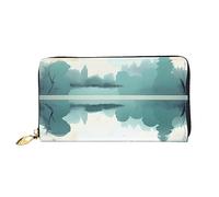 Oudrspo Portafoglio lungo con cerniera da donna Fallen Leaves On A Tranquil Lake, 7,48x4,13 pollici, dotato di scomparti per carte di credito all'interno, leggero e resistente.