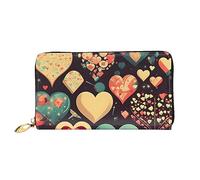 Oudrspo Portafoglio lungo con cerniera da donna Heart Crush Flower, 7,48x4,13 pollici, dotato di scomparti per carte di credito all'interno, leggero e resistente.