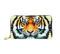 Oudrspo Portafoglio lungo con cerniera da donna Little Fat Tiger Head, 7,48x4,13 pollici, dotato di scomparti per carte di credito all'interno, leggero e resistente.