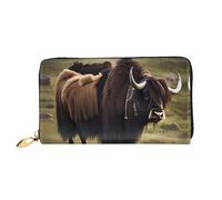 Oudrspo Portafoglio lungo con cerniera da donna Mighty Highland Yak, 7,48x4,13 pollici, dotato di scomparti per carte di credito all'interno, leggero e resistente.