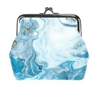 Oudrspo Portafoglio Multi-1 Marble Blue da donna con chiusura a bacio, piccolo portamonete con cerniera per donna, porta carte vintage, 4,3x4,7 pollici/11x12 cm