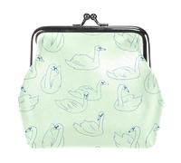 Oudrspo Portafoglio Multi-9 Swan Bird blu per donna, piccola borsa da donna, con chiusura a scatto, tasca portamonete e porta tesserino, 4,3x4,7 pollici/11x12 cm