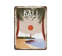 Oudrspo Poster di viaggio Bali Indonesia Vintage Targa in metallo 8X12 pollici Home Office Kitchen Pub Club Cafe Bar Farm Restaurant Collezione Metal Wall Art Targa retrò