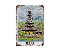 Oudrspo Poster retrò Bali Indonesia 8x12 pollici, targa in ferro con pittura per bar, man cave, caffè e famiglia