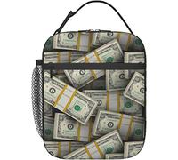 Oudrspo Pranzo al sacco 100 Dollar Bill Money Lunch Box Riutilizzabile Borsa termica per il pranzo da donna Porta pranzo da uomo Adatto per campeggio Ufficio Scuola