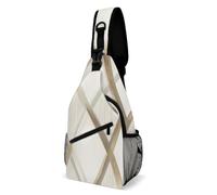 Oudrspo Profile Geometric Ivory Gold Sling Bag for Men Women Crossbody Backpack Peony Flowers Blossoms Crossbody Bag Chest Bags for Travel Sport