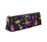 Oudrspo Psychedelic Mushroom Magic Neon Pencil Pouch Triangle Pen Case Portable Pencil Bag Organizer in pelle con cerniera Cosmetic Pouch Bag