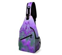 Oudrspo Purple Flower Sling Bag for Men Women Crossbody Backpack Peony Flowers Blossoms Crossbody Bag Chest Bags for Travel Sport