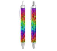 Oudrspo Rainbow of Colorful Boxes - Penna a sfera a sfera, penna a sfera con inchiostro gel, retrattile, punta fine 0,5 mm, per scuola, ufficio, arcobaleno di scatole colorate, 2 pezzi