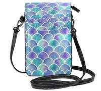 Oudrspo Rainbow Scales Mermaid Crossbody Phone Purse Piccola mini borsa a tracolla Custodia per cellulare Portafoglio in pelle per donne Ragazze