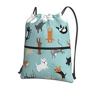 Oudrspo Raining Cats & Dogs Outdoor Leisure Zipper Drawstring Backpack =>> 15.3 X 18in/ 39 X 46cm (LXH), Buono per Viaggi, Carry-On, Bagagli, Campeggio
