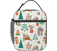 Oudrspo Scatola per il pranzo con animali invernali di Natale Borsa per il pranzo isolata riutilizzabile Scatola per il pranzo da uomo da donna adatta per la scuola dell'ufficio del campeggio