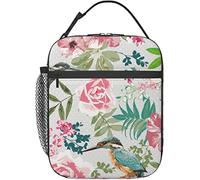 Oudrspo Scatola per il pranzo floreale colorata colibrì Borsa per il pranzo isolata riutilizzabile Scatola per il pranzo da uomo da donna adatta per la scuola dell'ufficio da campeggio