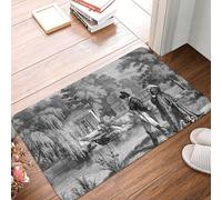 Oudrspo Schizzo storico della Rivoluzione Francese: uomo e donna in giardino. Zerbino resistente e morbido per ingresso, zerbino di benvenuto, per interni ed esterni, con suola in gomma, 40 x 60 cm.