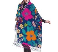 Oudrspo Scialle con nappe in finto cashmere con stampa a fiori classici, sciarpa invernale morbida e calda per il clima freddo