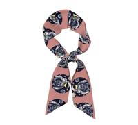Oudrspo Sciarpa in raso con stampa Astronauta sulla Luna 1" per donna, leggera, elegante, adatta per lavoro, viaggi e uscite.