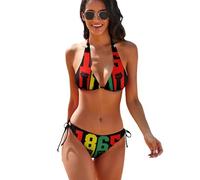 Oudrspo Set Bikini a Triangolo da Donna per Il Mese della Storia Nera e l'Orgoglio Afroamericano, Due Pezzi con Laccetti Laterali.