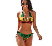 Oudrspo Set Bikini a Triangolo da Donna per Il Mese della Storia Nera e l'Orgoglio Afroamericano, Due Pezzi con Laccetti Laterali.